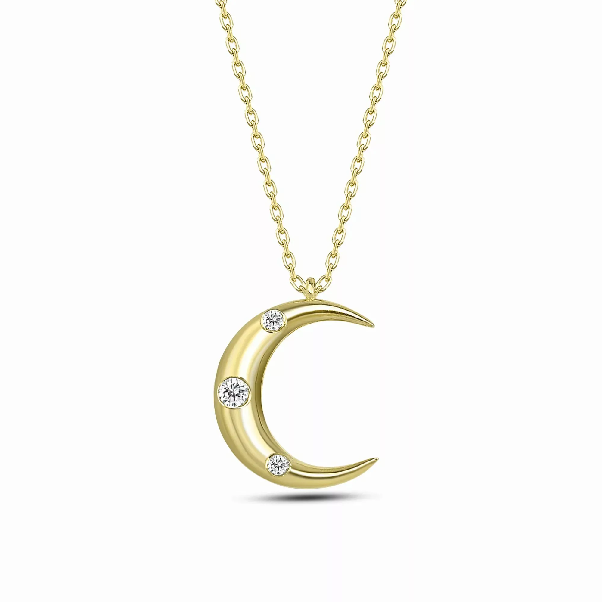 dKeniz Kette mit Anhänger "925/- Sterling Silber vergoldet Mond Silberkette günstig online kaufen