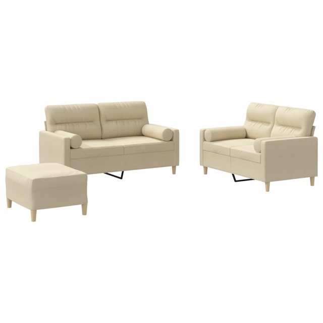 vidaXL Sofa 3-tlg. Sofagarnitur mit Kissen Creme Stoff günstig online kaufen