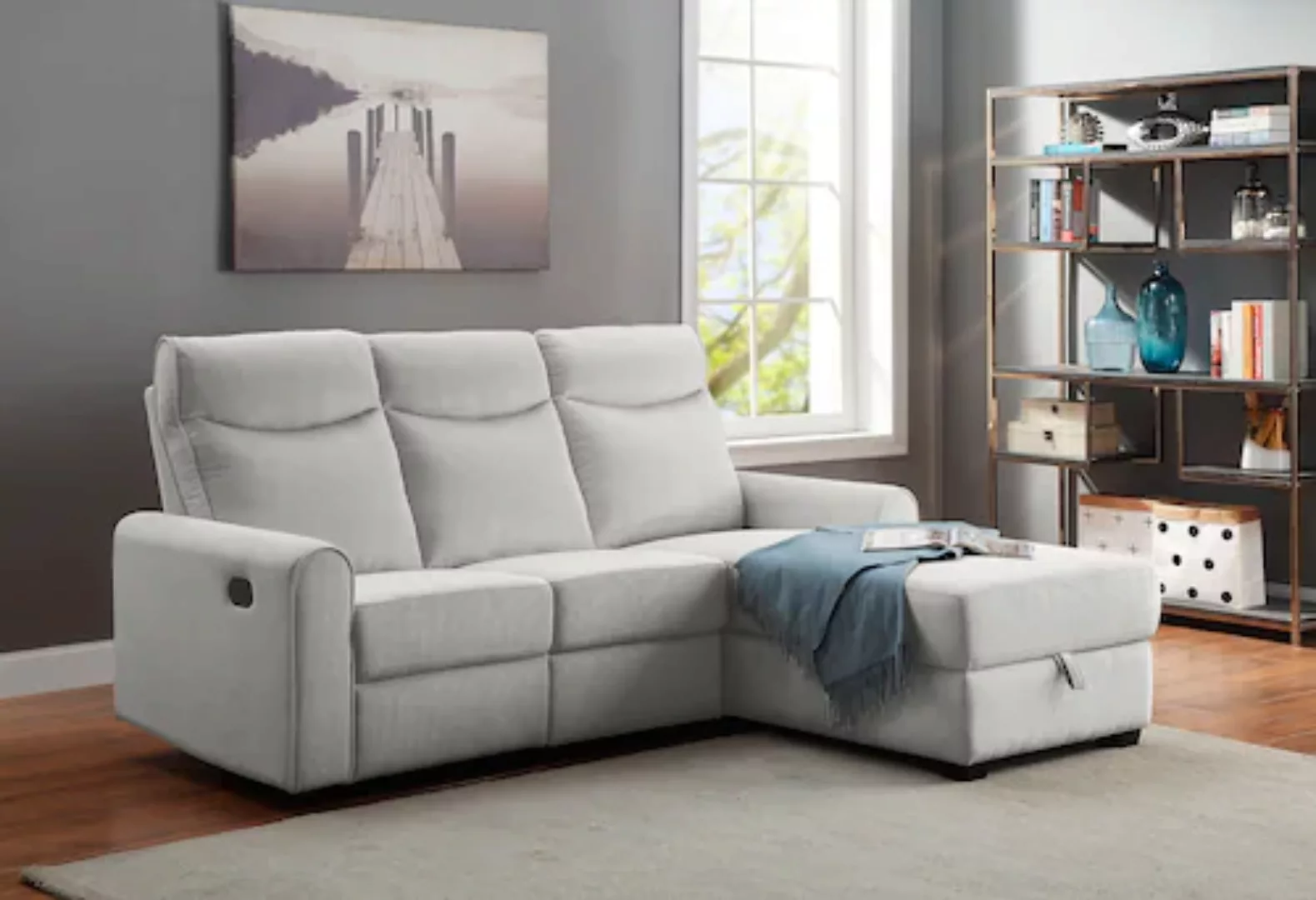 ATLANTIC home collection Ecksofa »Gero L-Form«, mit Relaxfunktion und Staur günstig online kaufen