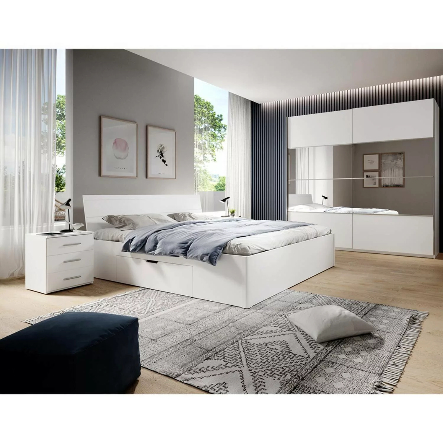 Schlafzimmer Set inkl. 2 Nachttische Liegefläche 180x200 cm BIRMINGHAM-83 i günstig online kaufen
