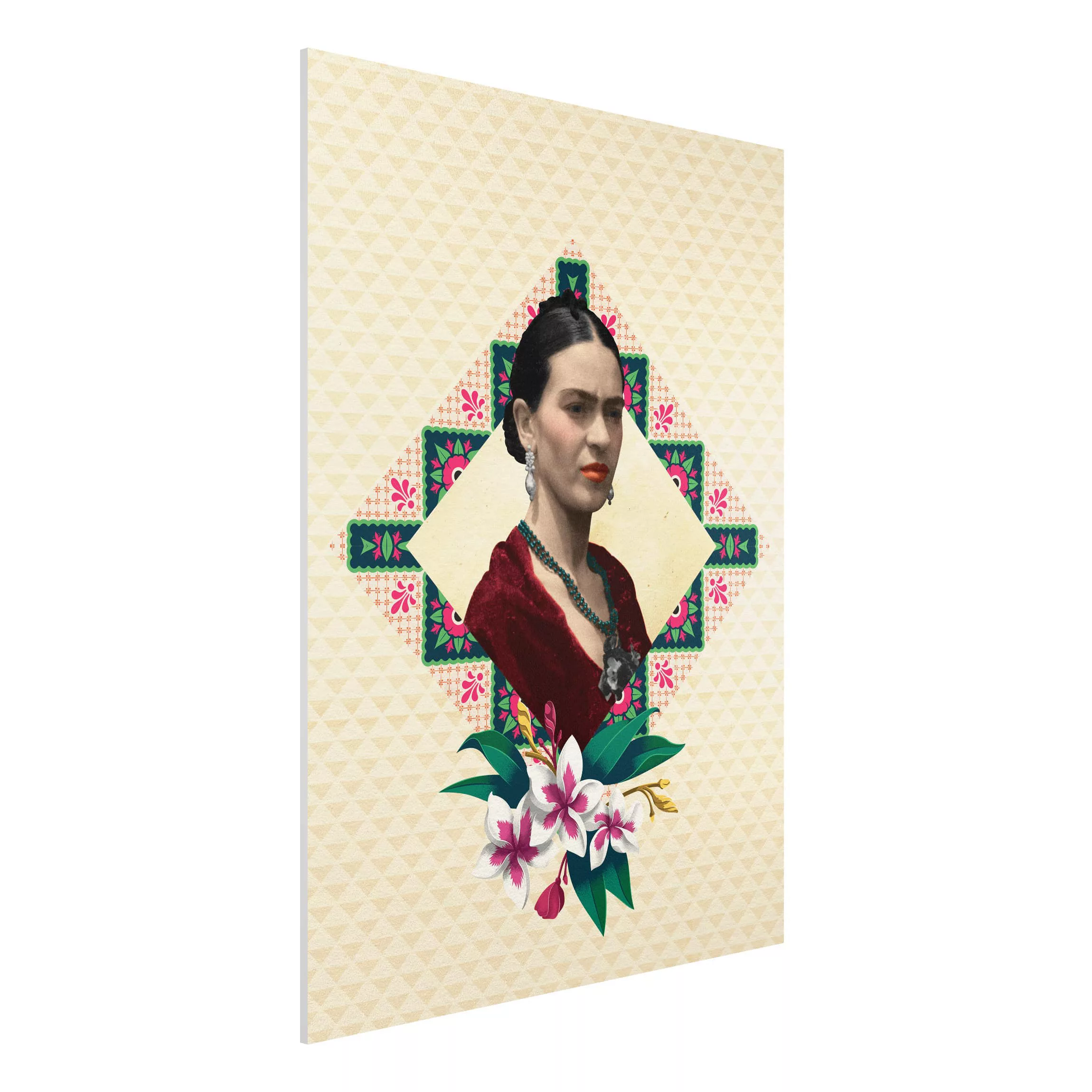 Forexbild Kunstdruck - Hochformat Frida Kahlo - Blumen und Geometrie günstig online kaufen