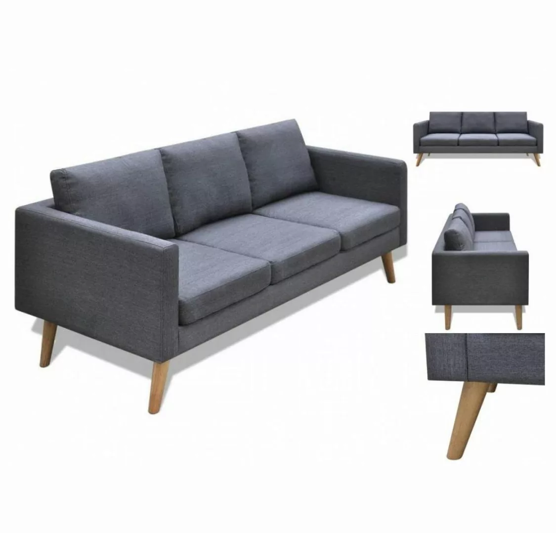 vidaXL Sofa Sofa 3-Sitzer Stoff Dunkelgrau günstig online kaufen