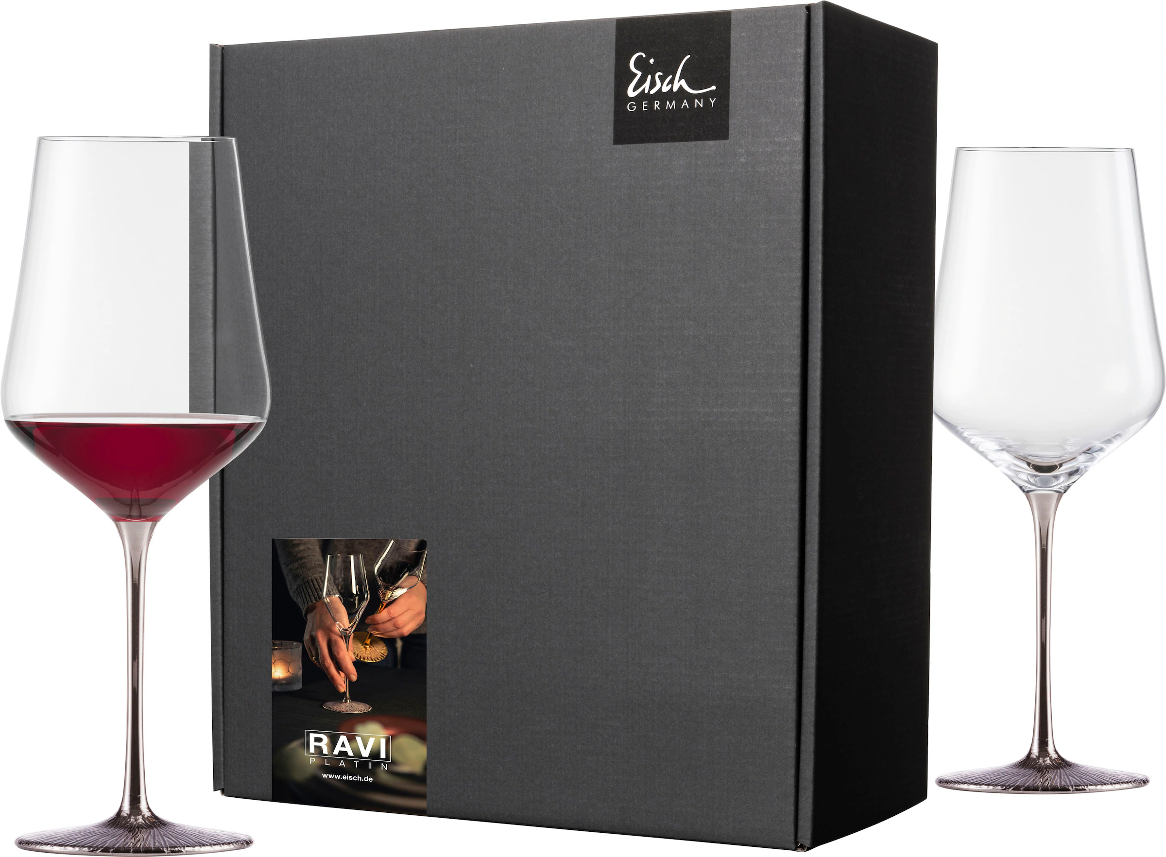 Eisch Germany Rotweinglas »RAVI PLATIN, Made in Germany«, (Set, 2 tlg., 2 B günstig online kaufen