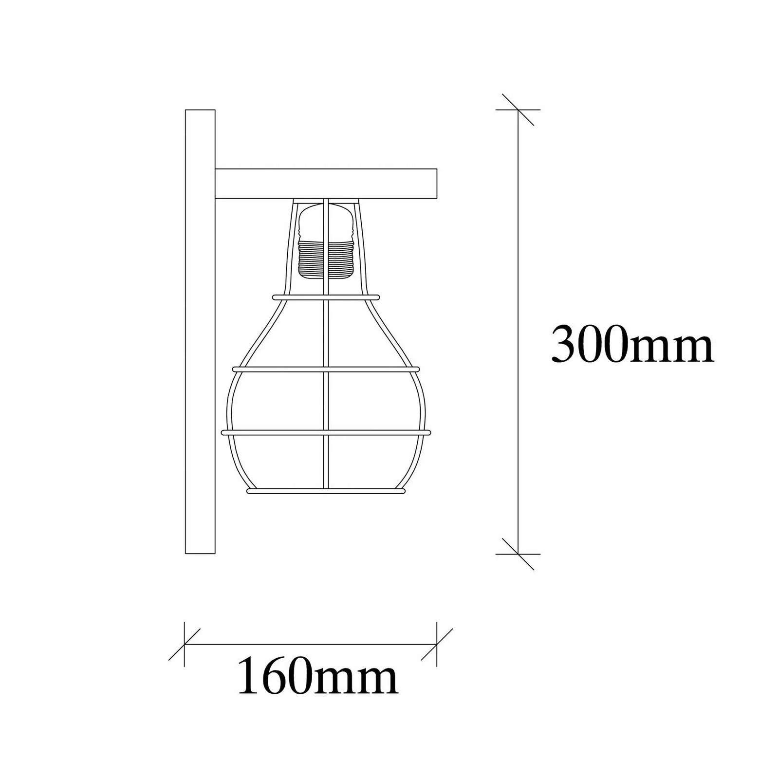 Wandlampe Erebos 121-A, Holz, Käfigschirm schwarz günstig online kaufen