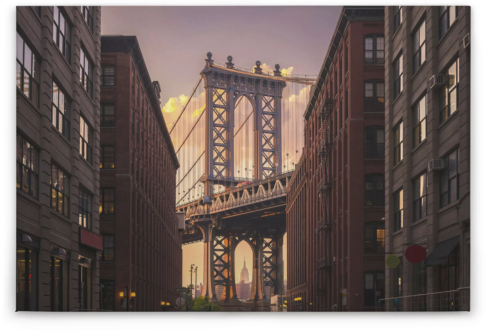 Bricoflor New York Leinwand Braun Und Lila Wandbild Mit Sonnenuntergang An günstig online kaufen
