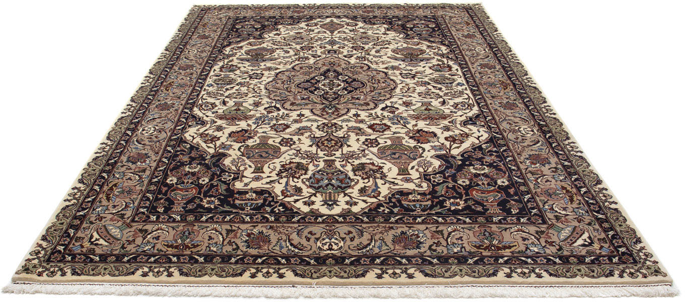 morgenland Wollteppich »Kaschmar Medaillon Beige 287 x 201 cm«, rechteckig, günstig online kaufen