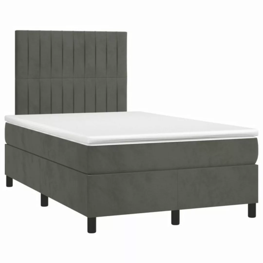 vidaXL Bett Boxspringbett mit Matratze & LED Dunkelgrau 120x190 cm Samt günstig online kaufen