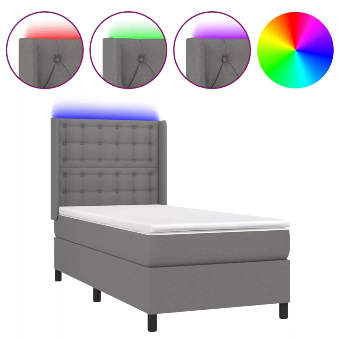 Vidaxl Boxspringbett Mit Matratze & Led Dunkelgrau 100x200 Cm Stoff günstig online kaufen