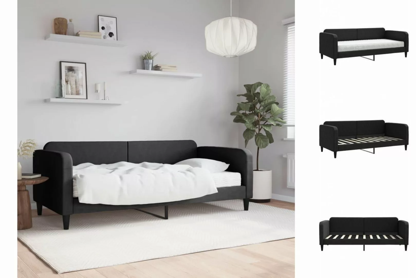 vidaXL Gästebett Gästebett Tagesbett mit Matratze Schwarz 90x190 cm Stoff B günstig online kaufen