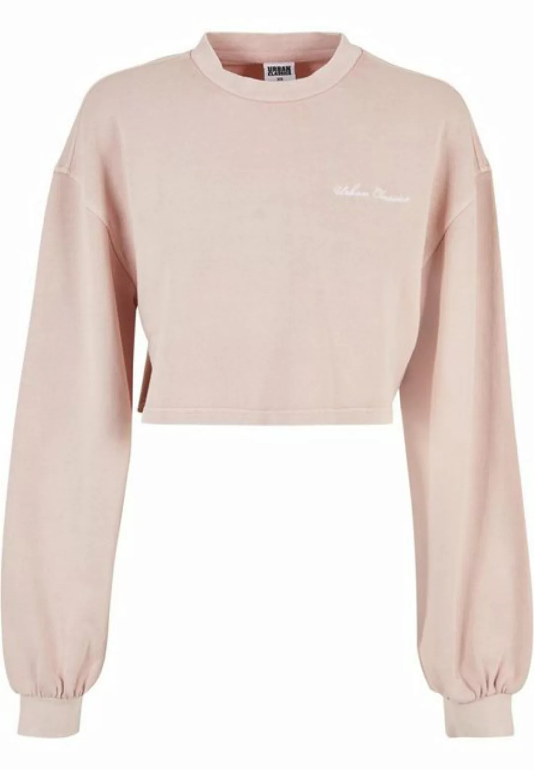 URBAN CLASSICS Sweater "Damen Ladies Cropped Small Embroidery Terry Crewnec günstig online kaufen