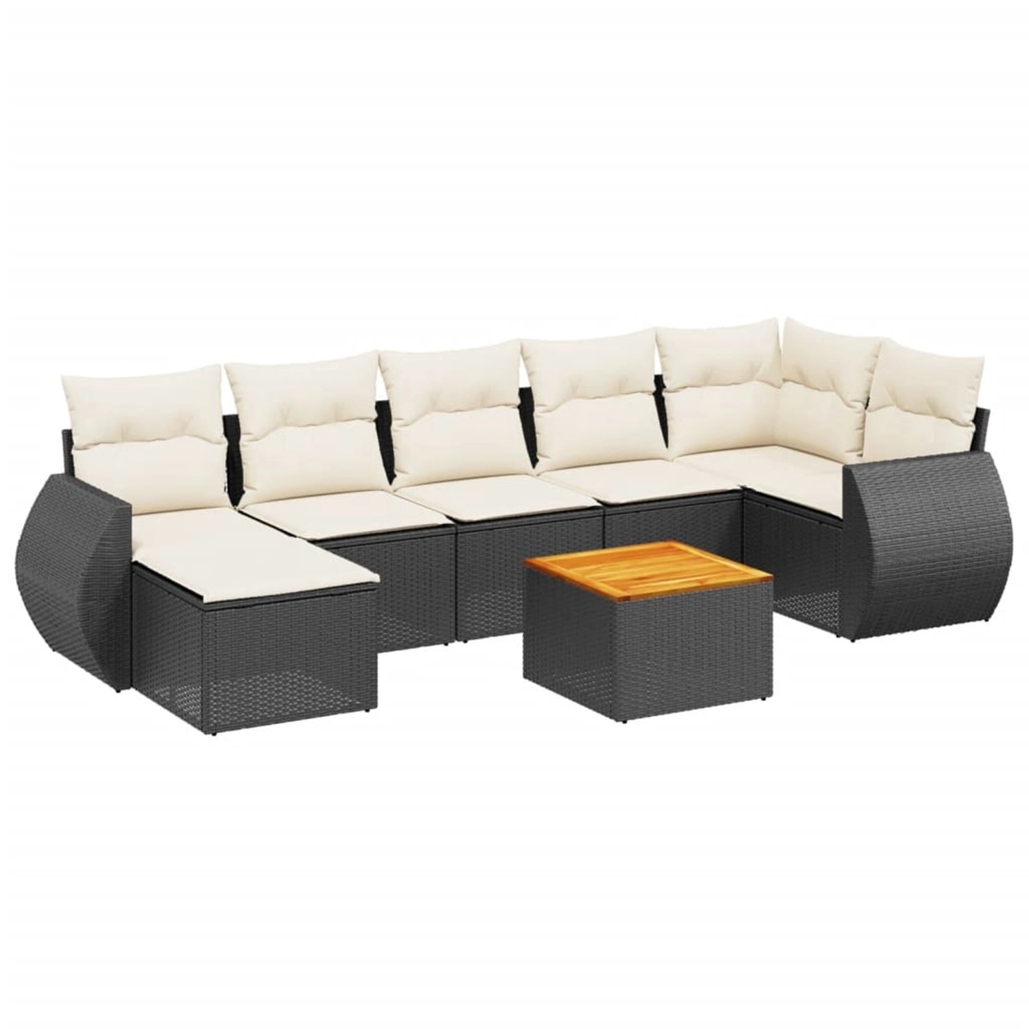 vidaXL 8-Tlg Garten-Sofagarnitur mit Kissen Schwarz Poly Rattan 3225111 günstig online kaufen