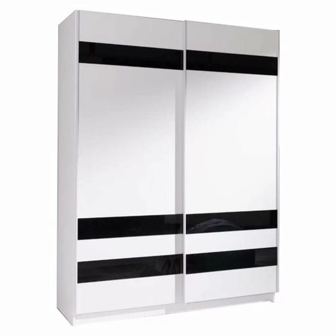 MOEBLO Kleiderschrank ADA VIII 150 (Weiß Matt + Schwarzes Glas, Schwebetüre günstig online kaufen