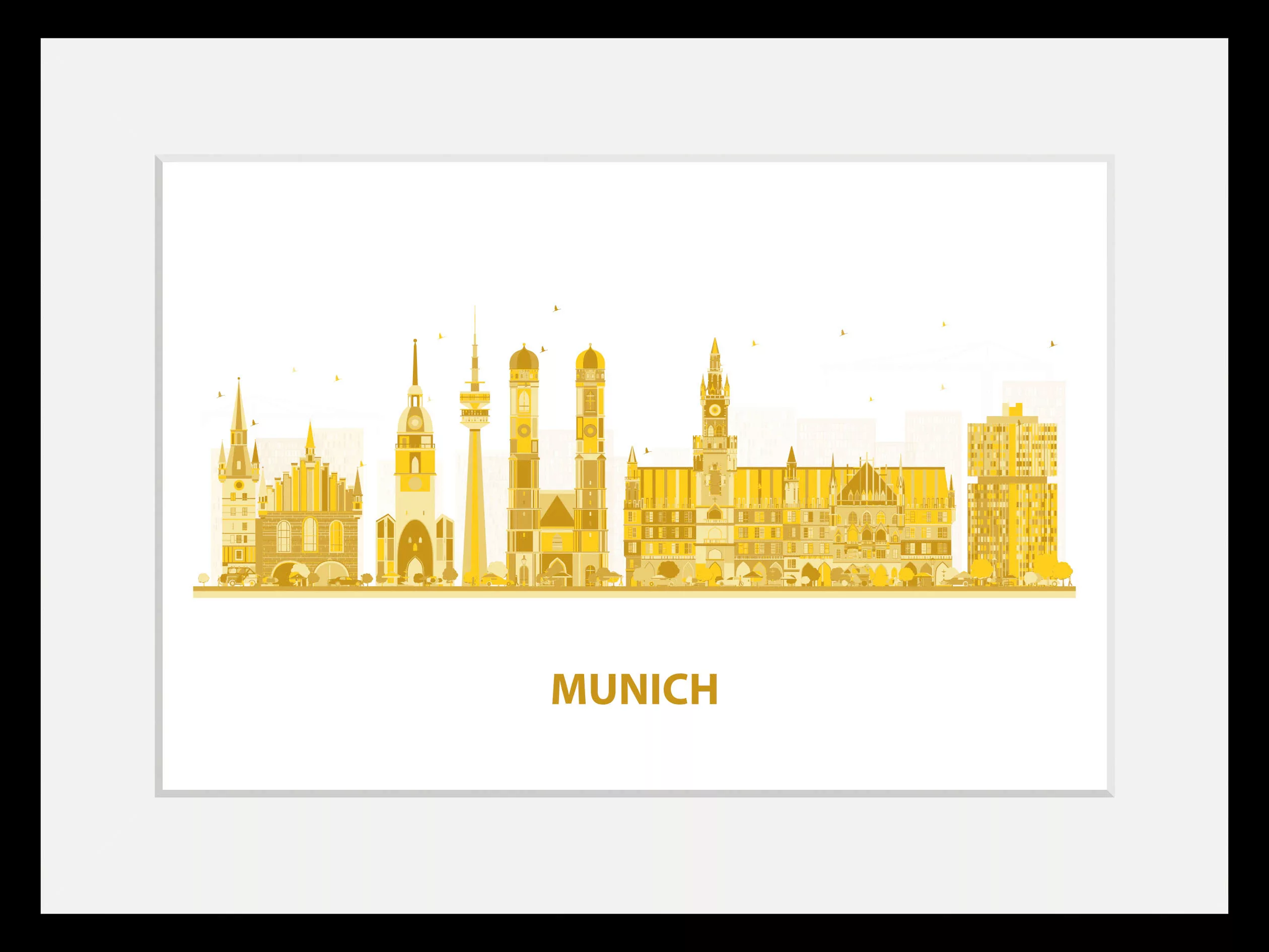 queence Bild "München", Städte-Stadt-Deutschland-Gebäude-Schriftzug-Kirche- günstig online kaufen