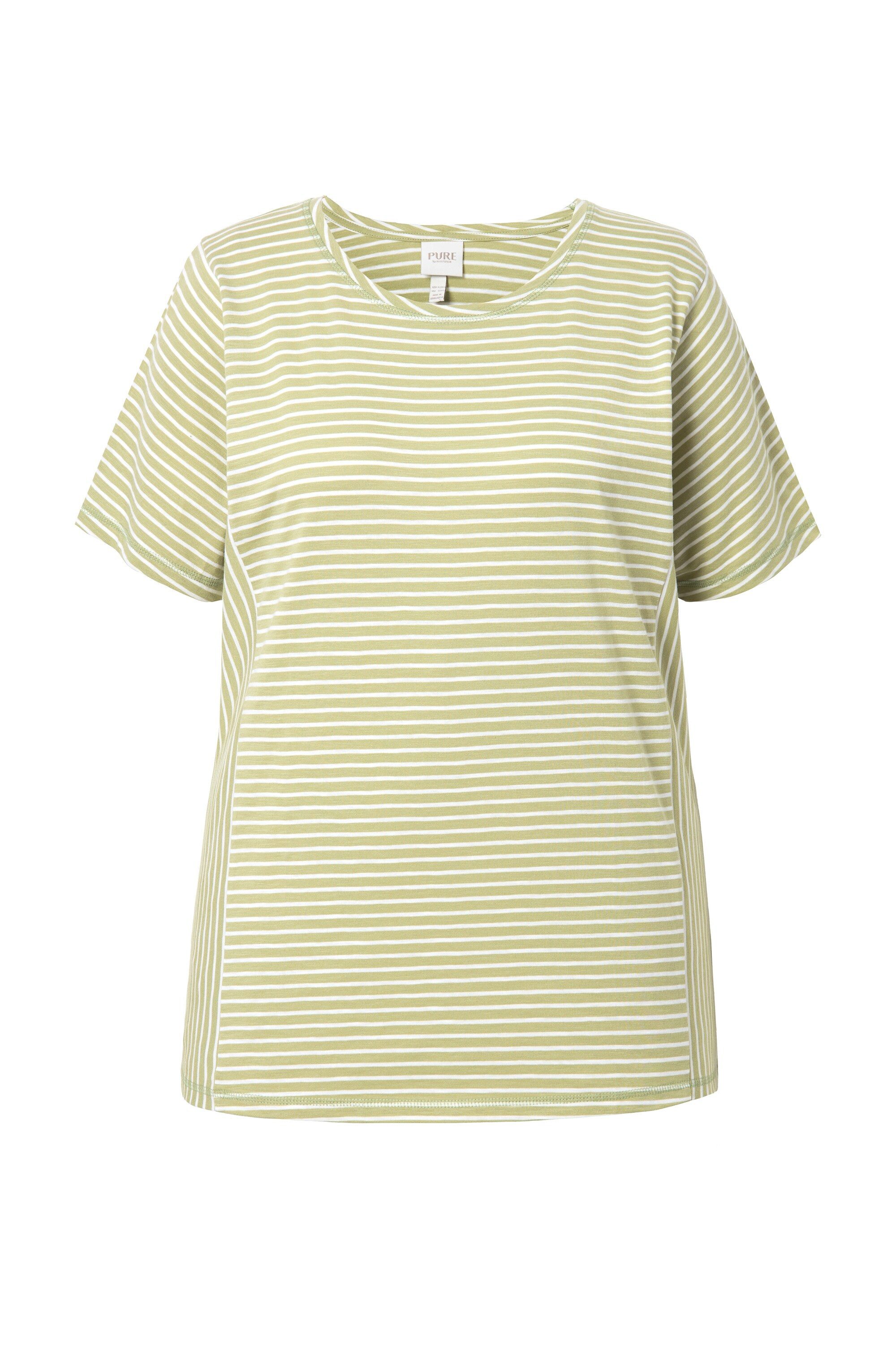 Ulla Popken T-Shirt T-Shirt Streifenmix Rundhals günstig online kaufen