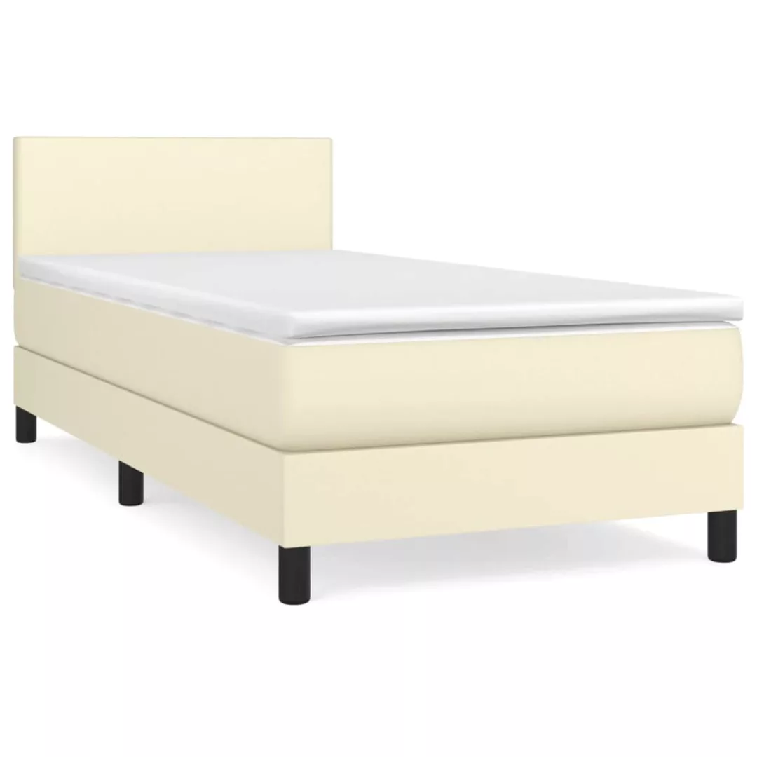 Vidaxl Boxspringbett Mit Matratze Creme 90x200 Cm Kunstleder günstig online kaufen