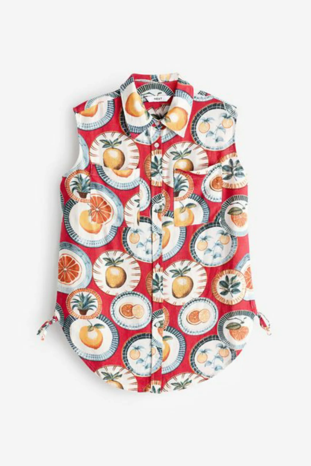 Next Shirttop Ärmellose Bluse mit Raffung aus Leinenmischgewebe (1-tlg) günstig online kaufen