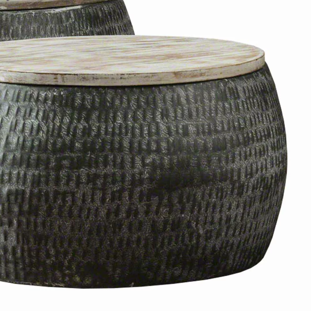 Beistelltisch Set aus Stahl Mangobaum Massivholz (zweiteilig) günstig online kaufen