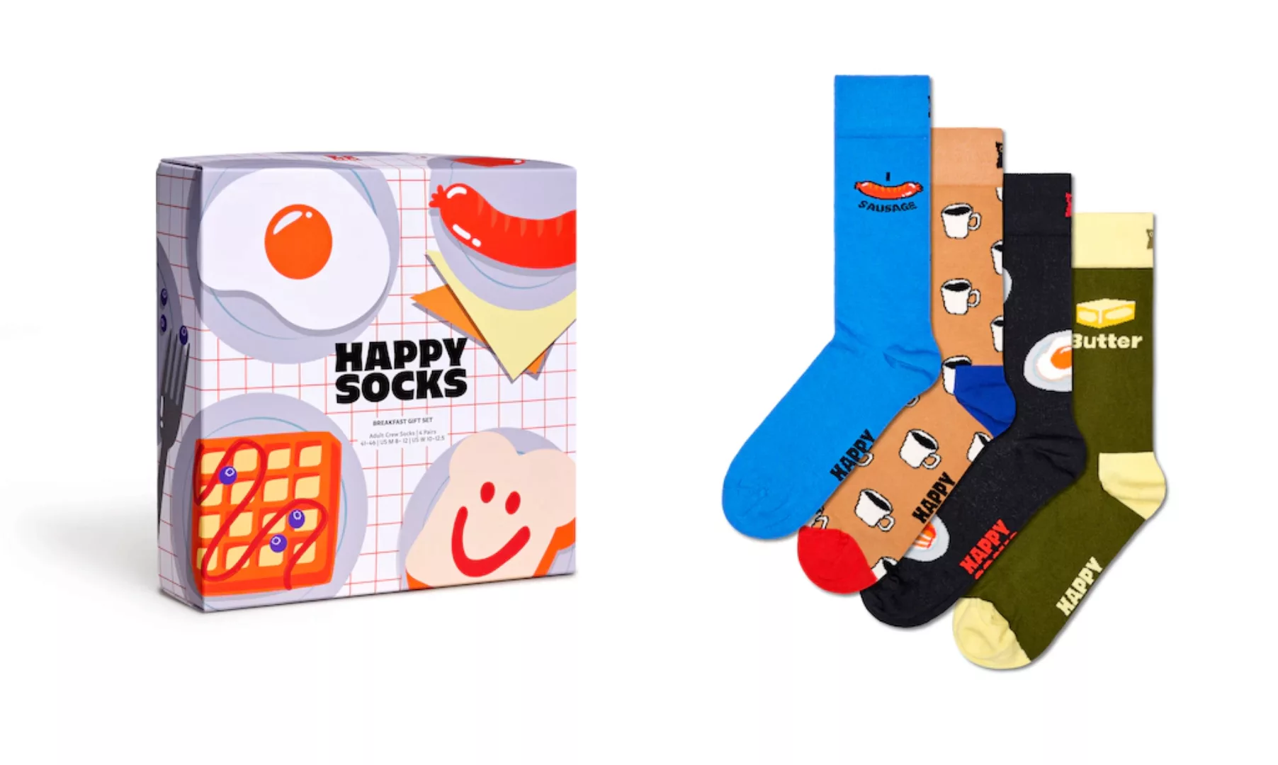 Happy Socks Langsocken, (Box, 4er-Pack), mit lustigen Frühstücksmotiven günstig online kaufen