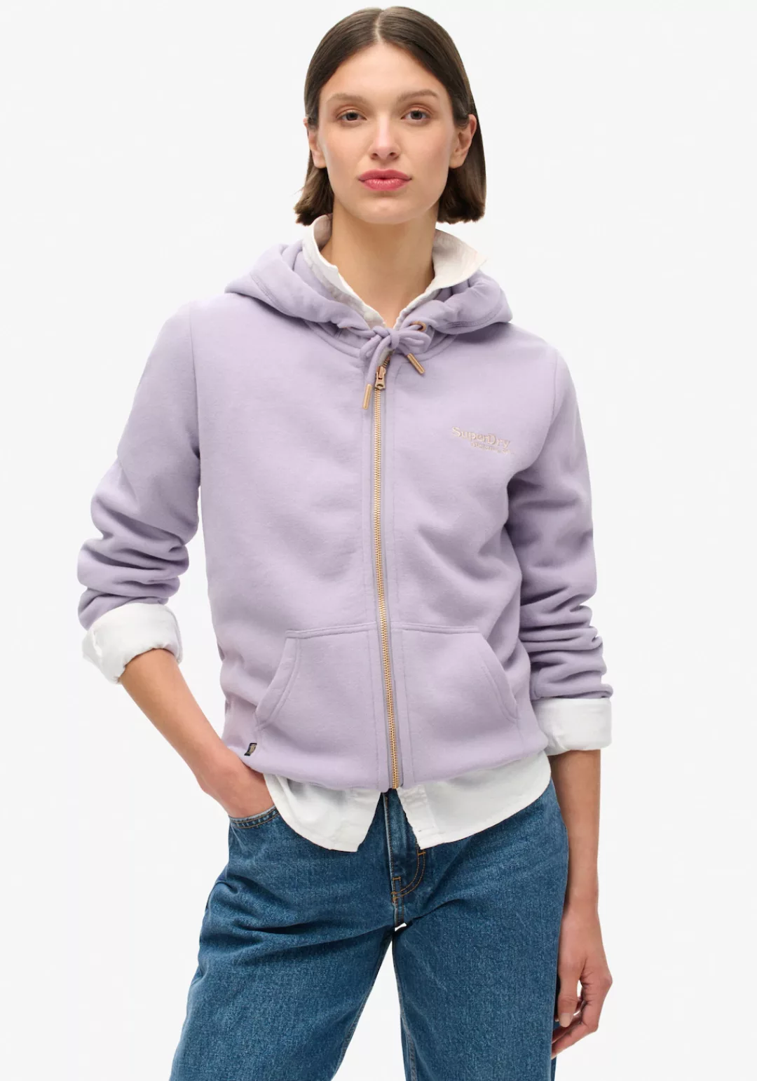 Superdry Kapuzensweatjacke "ESSENTIAL LOGO ZIP HOODIE", mit Logostickerei günstig online kaufen