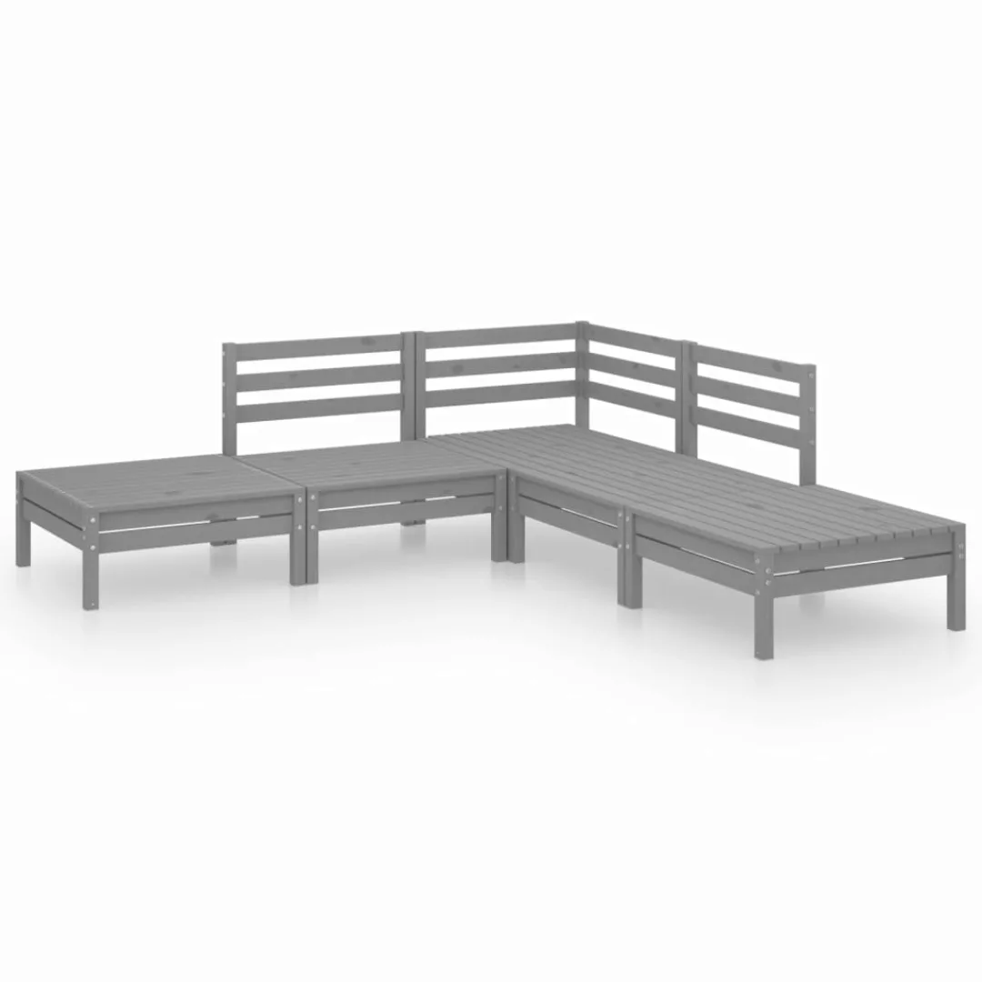 5-tlg. Garten-lounge-set Kiefer Massivholz Grau günstig online kaufen