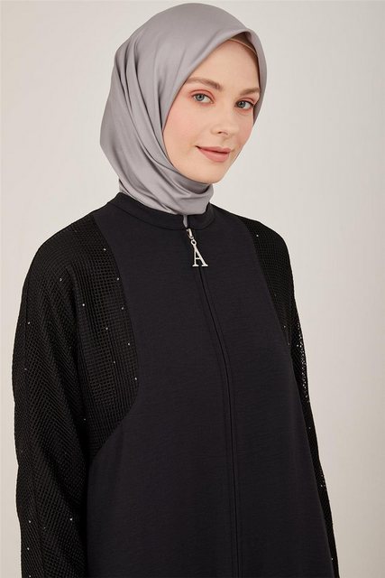 ARMİNE Langjacke Armine Pailletten-Mesh-verzierte Abaya mit Reißverschluss günstig online kaufen