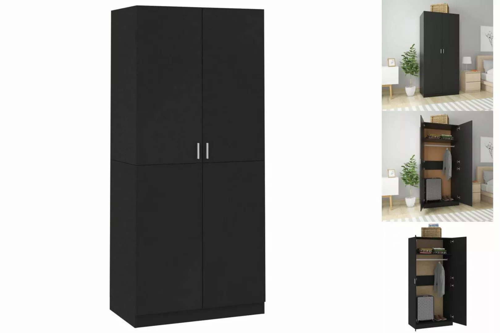 vidaXL Kleiderschrank Kleiderschrank Schwarz 9052200 cm Spanplatte günstig online kaufen