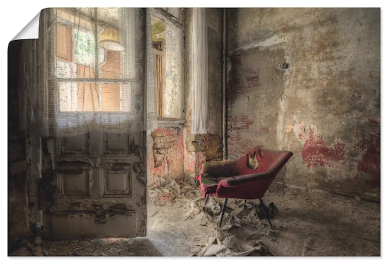 Artland Wandbild »Lost Place - roter Sessel I«, Innenarchitektur, (1 St.), günstig online kaufen