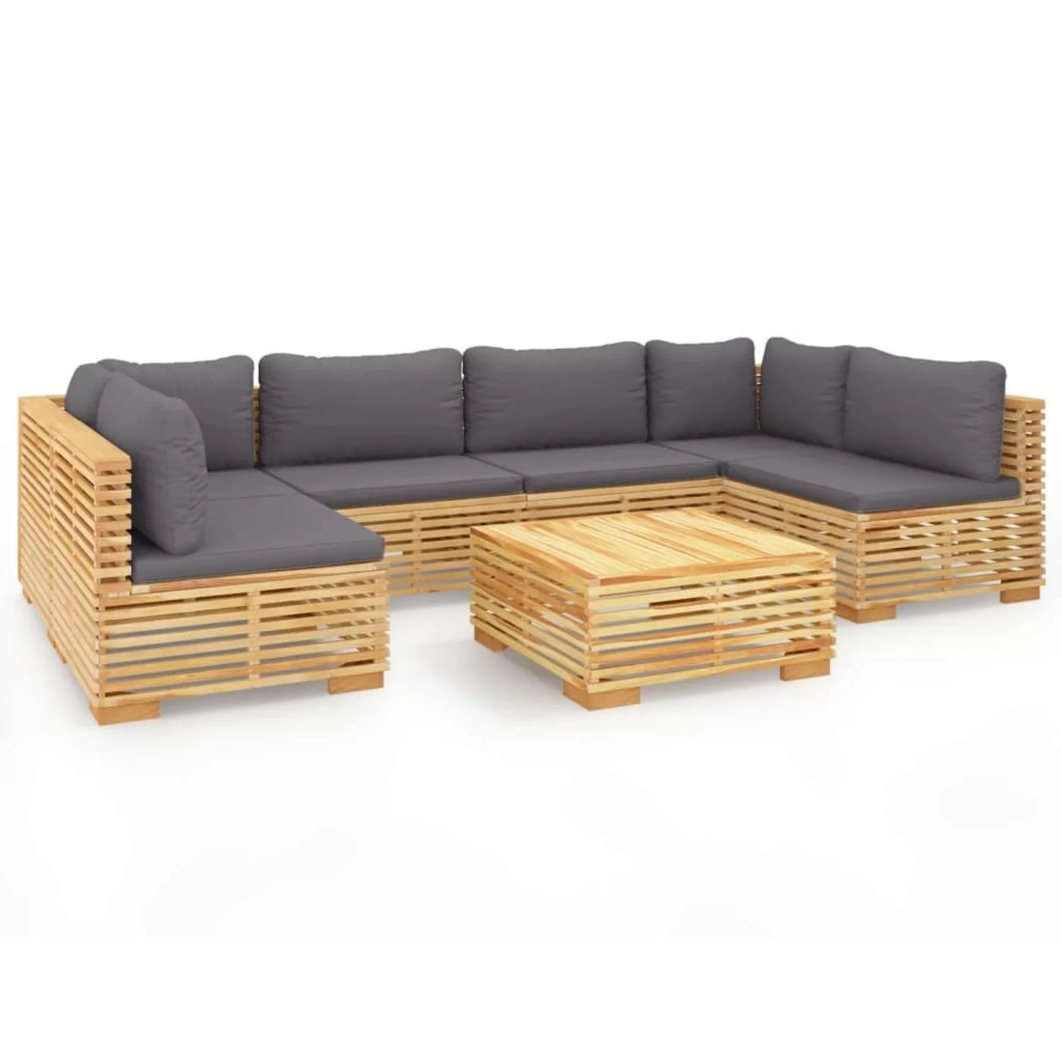 Vidaxl 7-tlg. Garten-lounge-set Mit Kissen Massivholz Teak günstig online kaufen