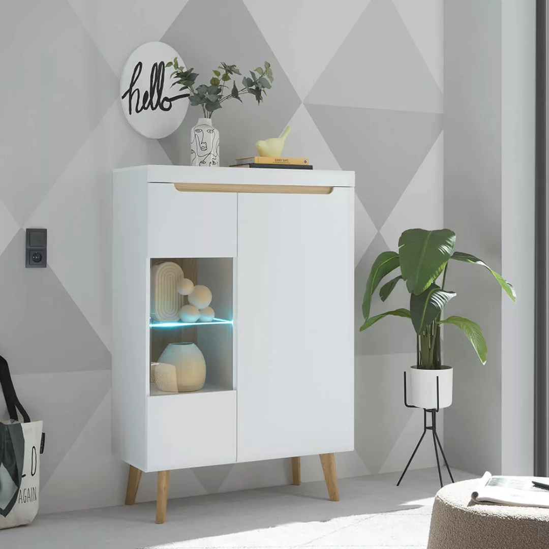 Wohnzimmer Esszimmer, Vitrinenschrank, Schrank, Vitrine, Anrichte in Weiß M günstig online kaufen