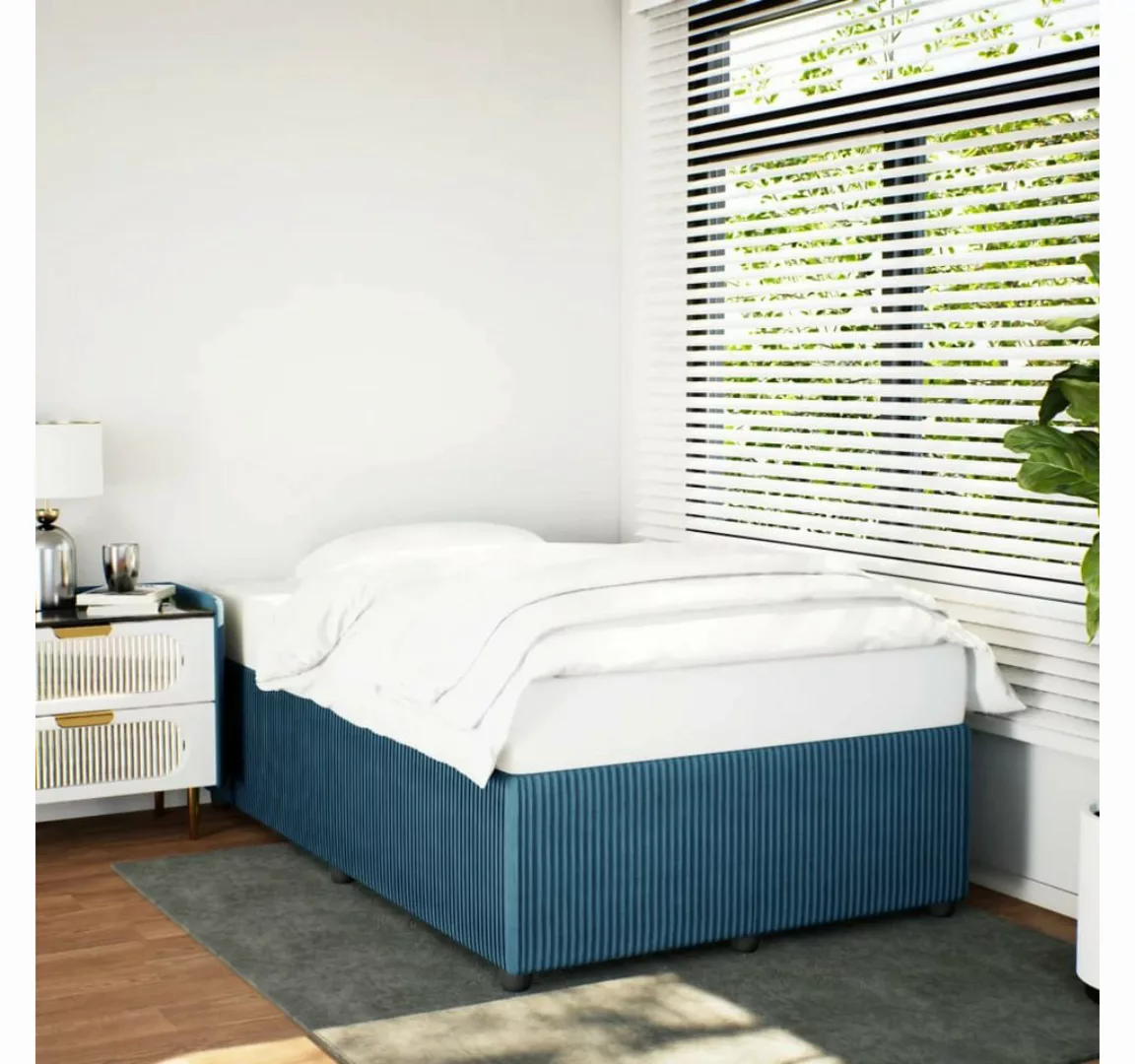 vidaXL Bett, Bettgestell Blau 120x190 cm Samt günstig online kaufen