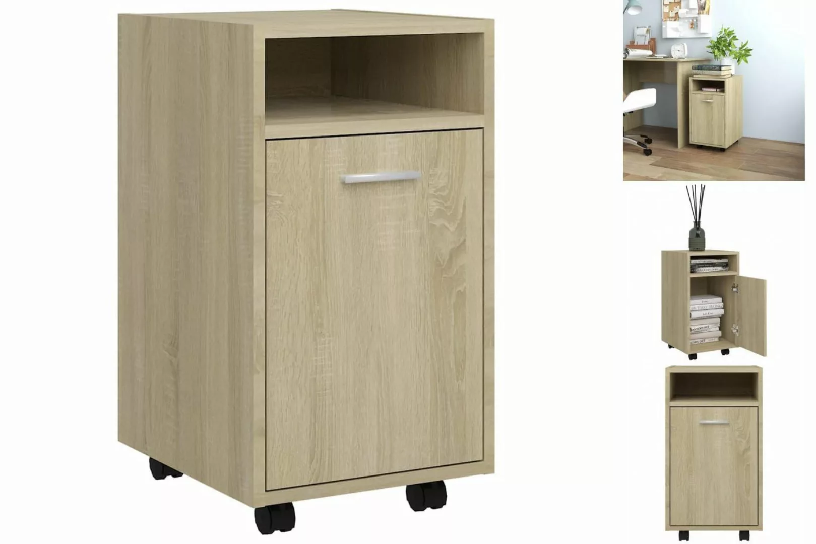 vidaXL Aktenschrank Beistellschrank mit Rollen Sonoma-Eiche 33x38x60 cm Spa günstig online kaufen