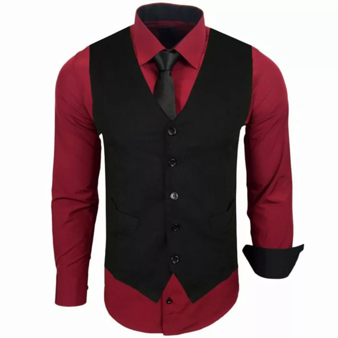 Baxboy Langarmhemd Baxboy Langarmhemd Herren-Hemd Slim-Fit Hemd + Weste + K günstig online kaufen