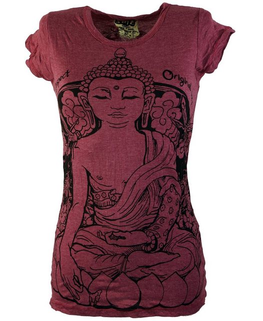 Guru-Shop T-Shirt Sure T-Shirt Meditation Buddha - bordeaux Festival, Goa S günstig online kaufen