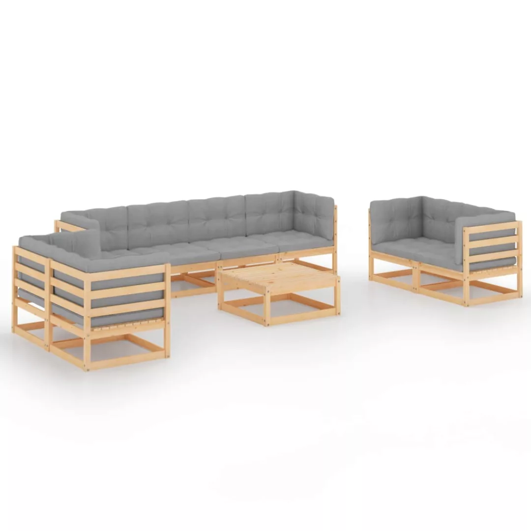 9-tlg. Garten-lounge-set Mit Kissen Kiefer Massivholz günstig online kaufen