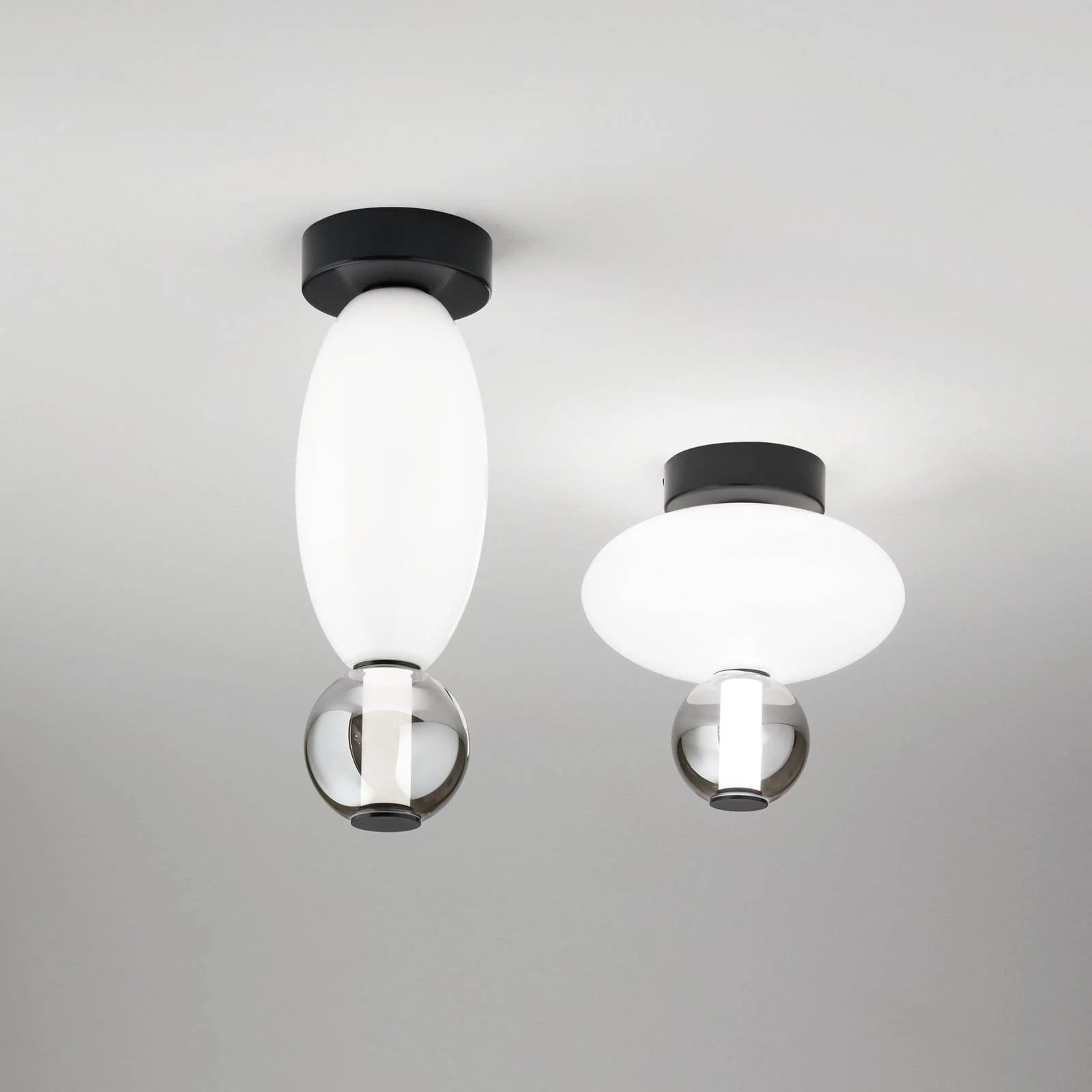 Ideal Lux LED-Deckenlampe Lumiere-1, Glas opal/grau, schwarz günstig online kaufen