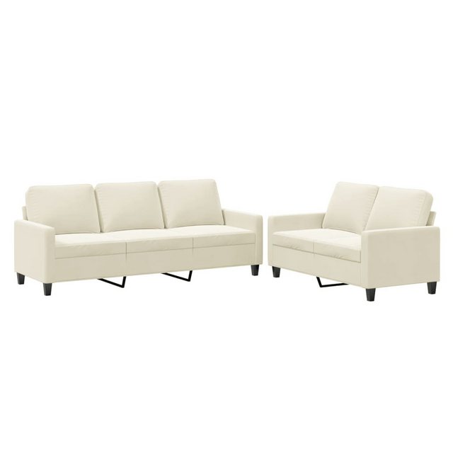 vidaXL Sofa Sofagarnitur Set mit Kissen Samt, 2-tlg., Creme günstig online kaufen