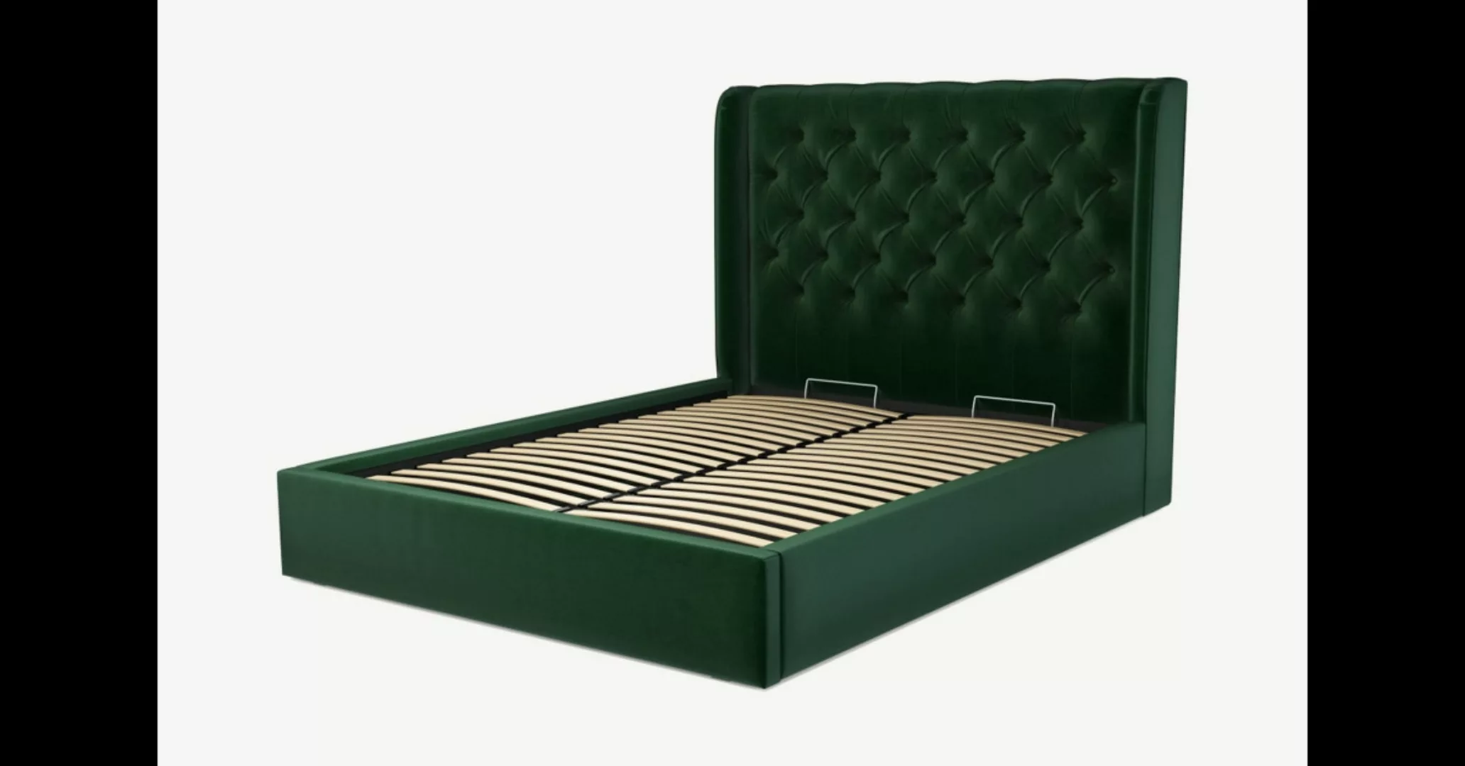 Romare Polsterbett mit Bettkasten (160 x 200 cm), Samt in Flaschengruen - M günstig online kaufen