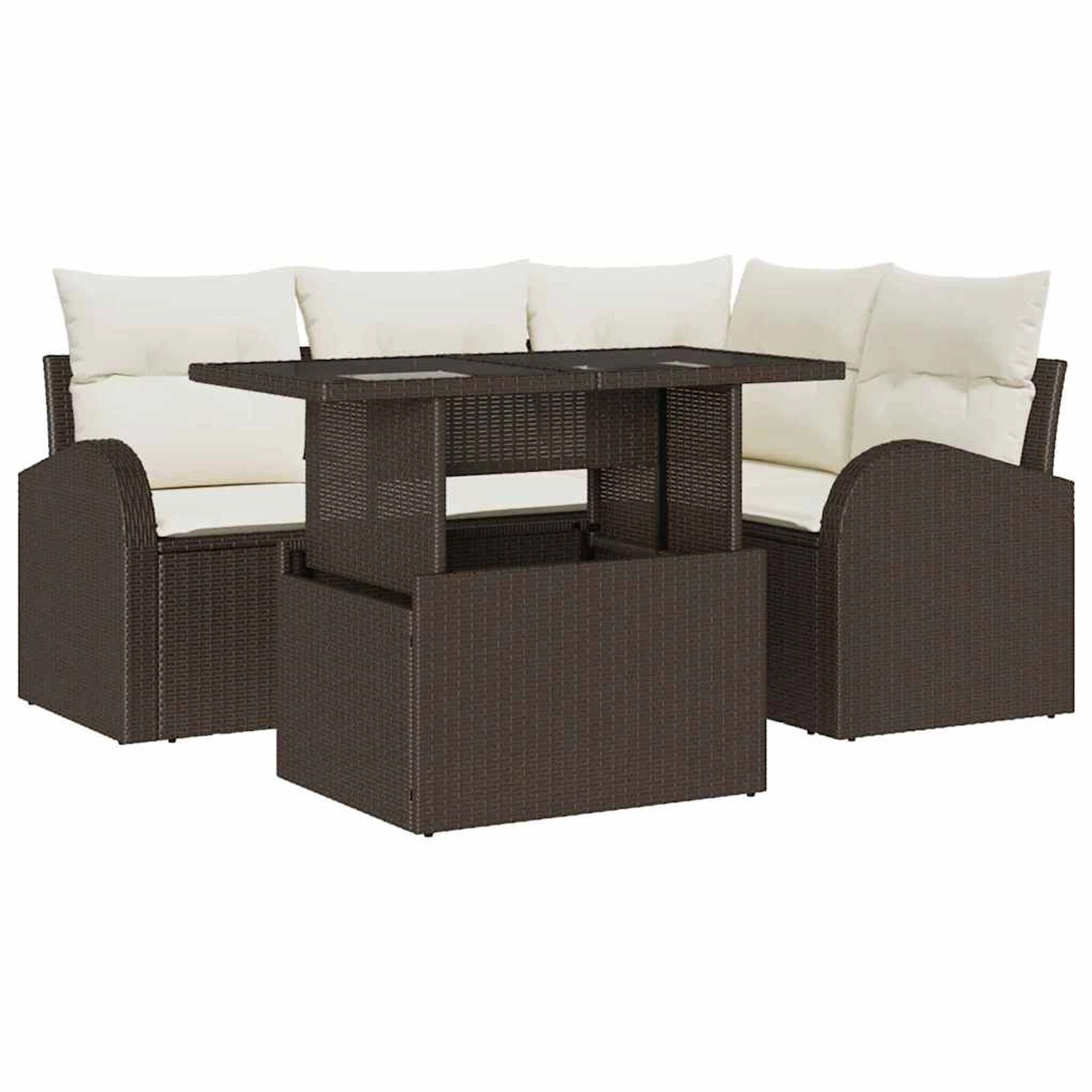 vidaXL Garten-Sofa-Set mit Kissen 5-Tlg Braun Poly Rattan 3348634 günstig online kaufen