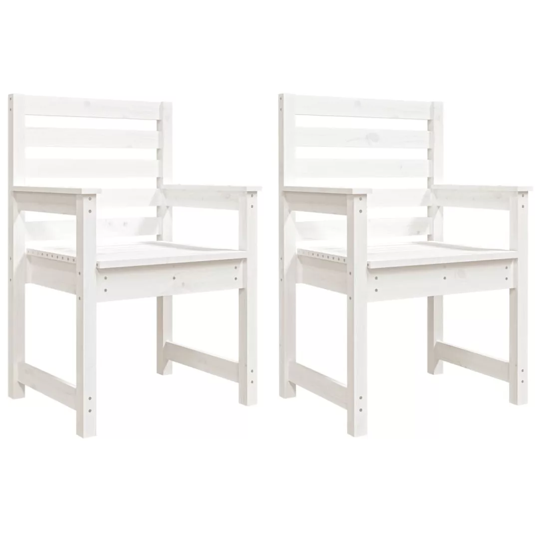 Vidaxl Gartenstühle 2 Stk. Weiß 60x48x91 Cm Massivholz Kiefer günstig online kaufen