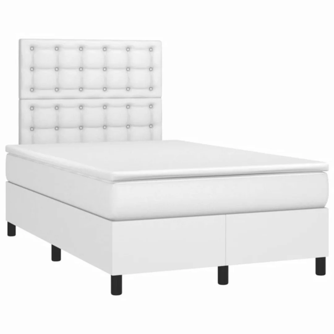 vidaXL Bett Boxspringbett mit Matratze & LED Weiß 120x190 cm Kunstleder günstig online kaufen