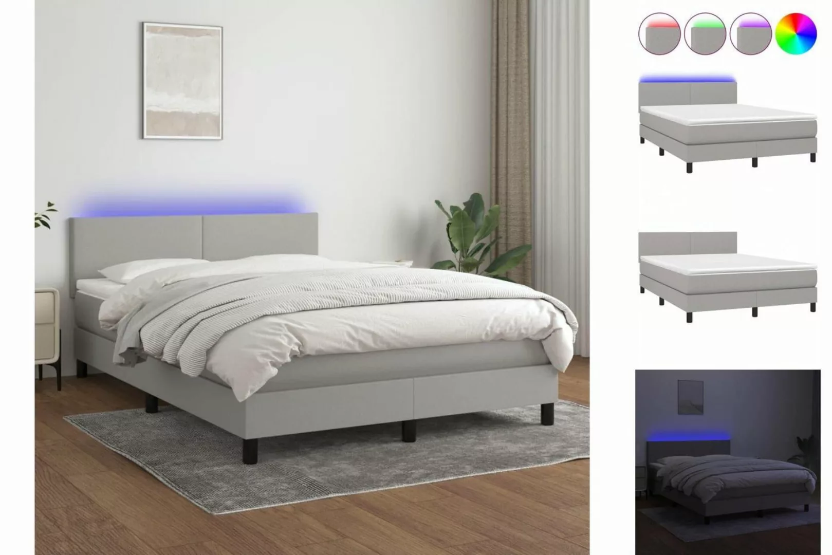 vidaXL Boxspringbett Bett Boxspringbett komplett mit Matratze & LED Stoff ( günstig online kaufen