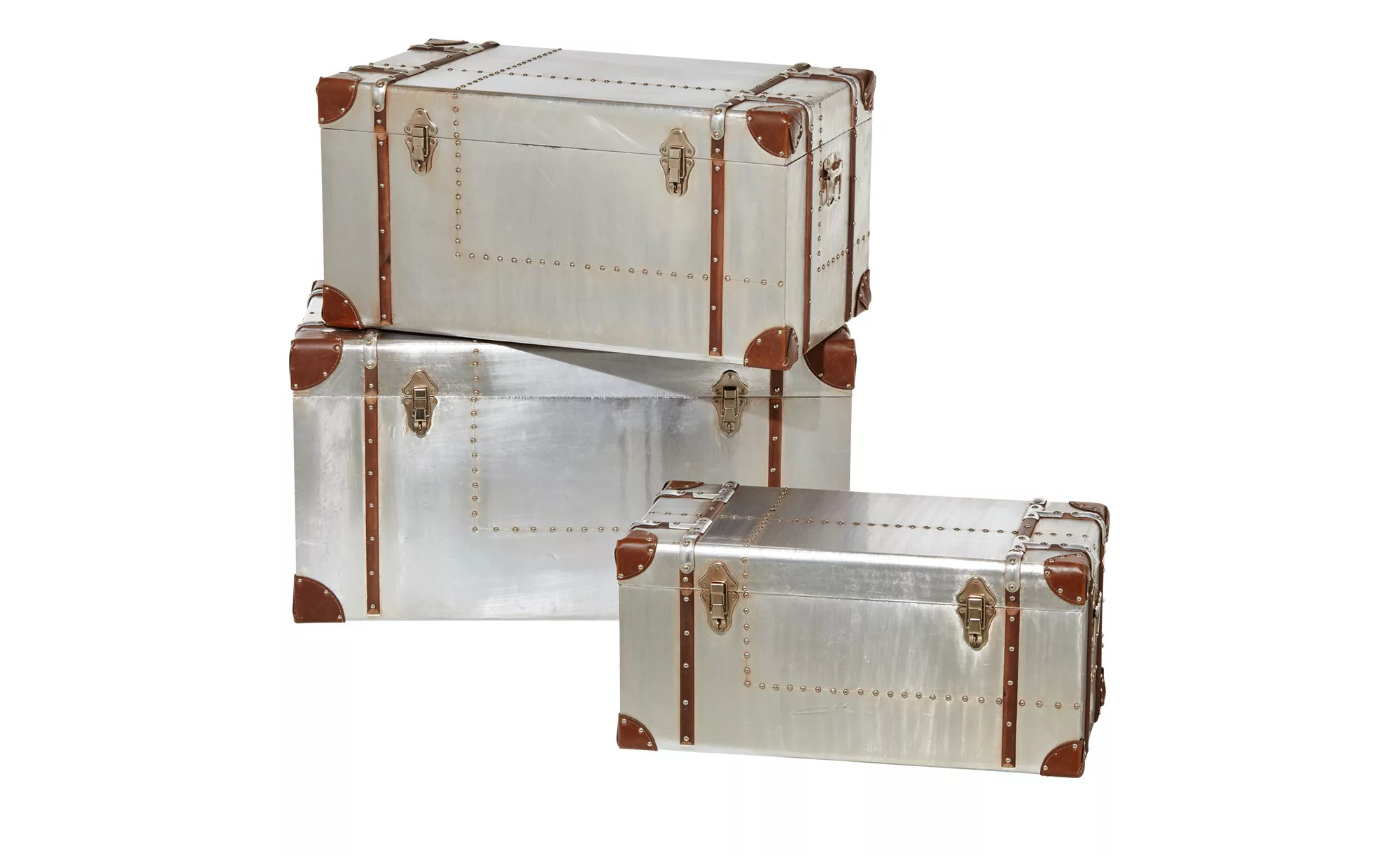 3er-Set Aufbewahrungsboxen - silber - 82 cm - 47 cm - 43 cm - Aufbewahrung günstig online kaufen