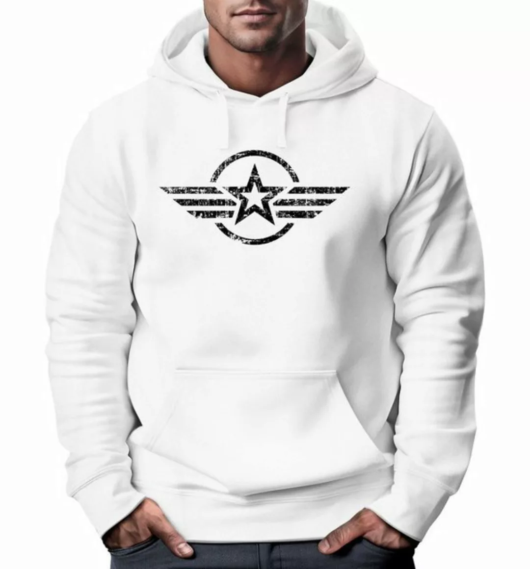 Neverless Hoodie Hoodie Herren Airforce Symbol Stern Army Military Aufdruck günstig online kaufen