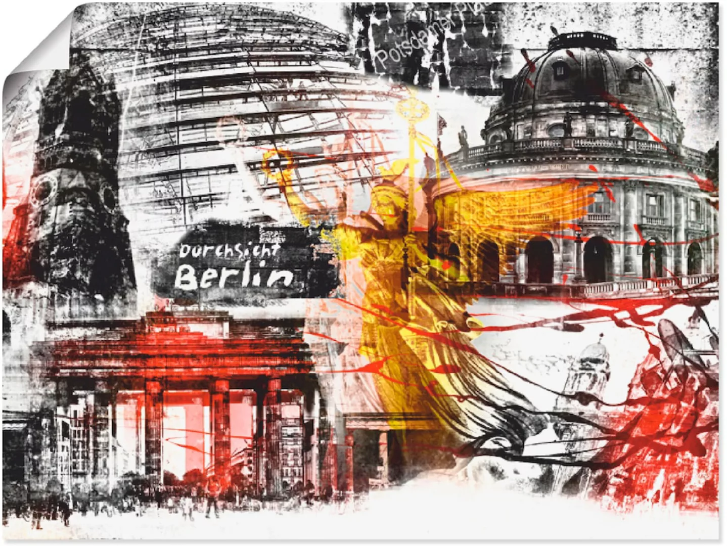 Artland Poster »Berlin Skyline Abstrakte Collage«, Architektonische Element günstig online kaufen