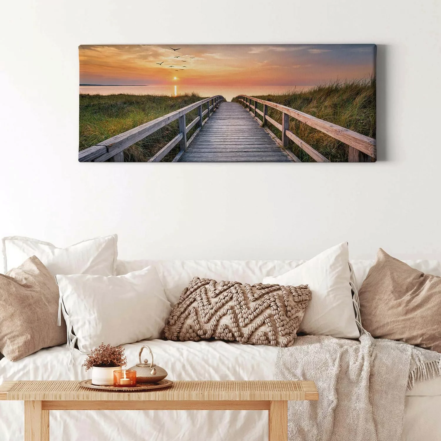 Bricoflor Bild Mit Steg Ins Meer Leinwandbild Mit Nordsee Motiv Für Schlafz günstig online kaufen