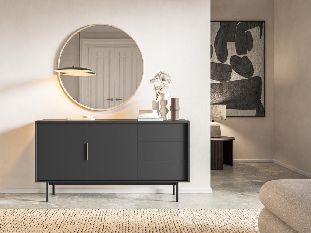 Sideboard mit 2 Türen & 3 Schubladen - Schwarz - DABRIANA günstig online kaufen