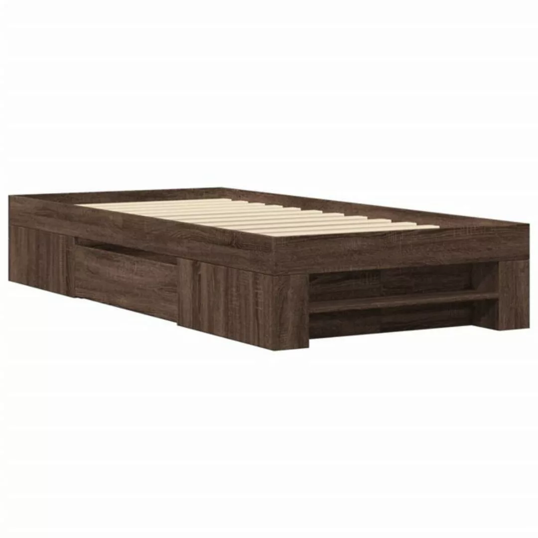 vidaXL Bett Bettgestell ohne Matratze Braun Eiche 90x200 cm Holzwerkstoff günstig online kaufen