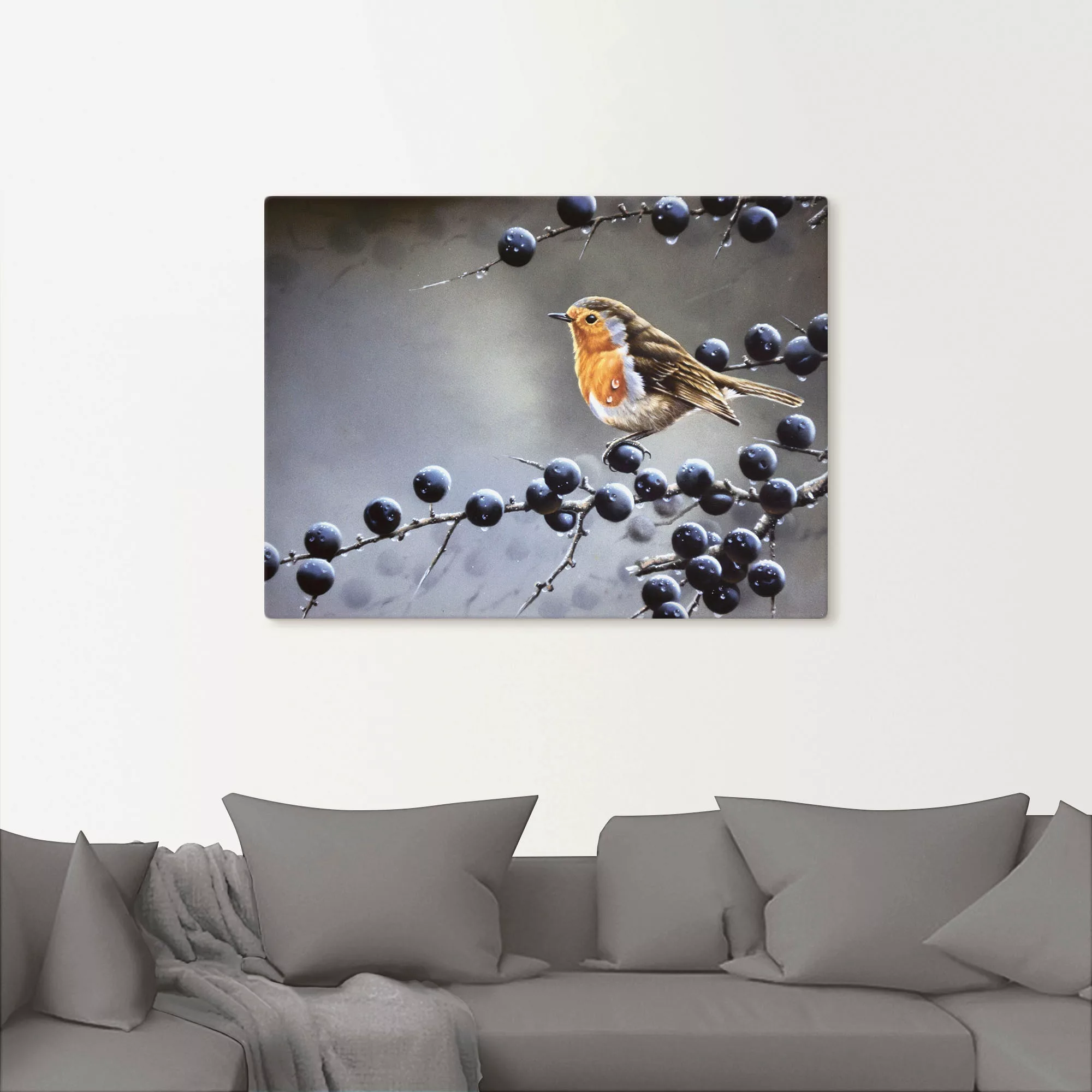 Artland Leinwandbild "Vogel im Beerenbaum", Vögel, (1 St.), auf Keilrahmen günstig online kaufen