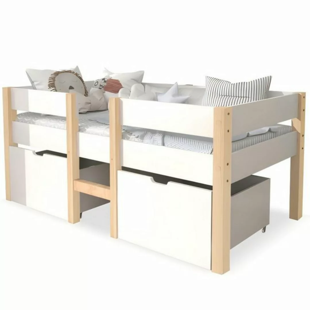 Odikalo Kinderbett mit/ohne Schublade, Rausfallschutz, Kiefernholz,90x200, günstig online kaufen