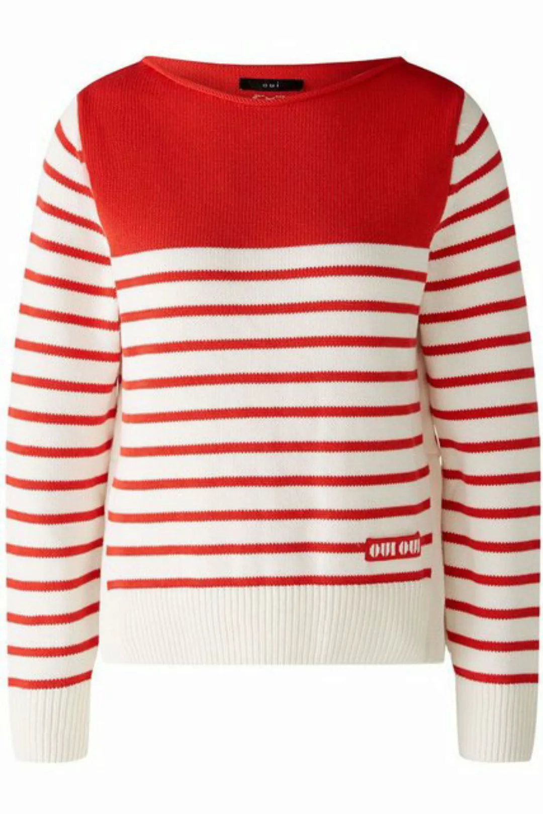 Oui Sweatshirt Pullover, white red günstig online kaufen